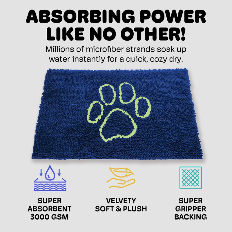Dog Gone Smart Dirty Dog Doormat - Fast Drying Rug with Super Gripper Backing for Clean Floors - Super Absorbent and Machine Washable Mat for Muddy Paws - Marine - Image 3